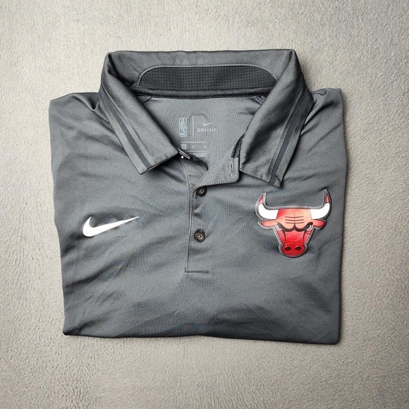 Nike Other - Nike Chicago Bulls Polo Shirt Men Large Gray NBA Basketball Dri-FIT Short Sleeve